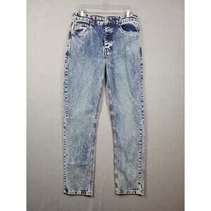 boohoo MAN Blue Acid Wash Tall Slim Rigid Button Fly Jeans Men's 34